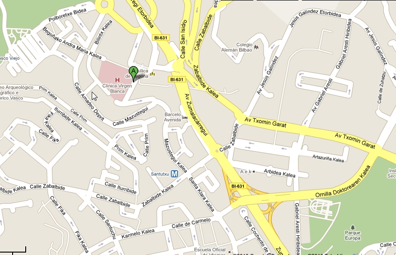 Localizacion de La Cl�nica Virgen Blanca - Bilbao